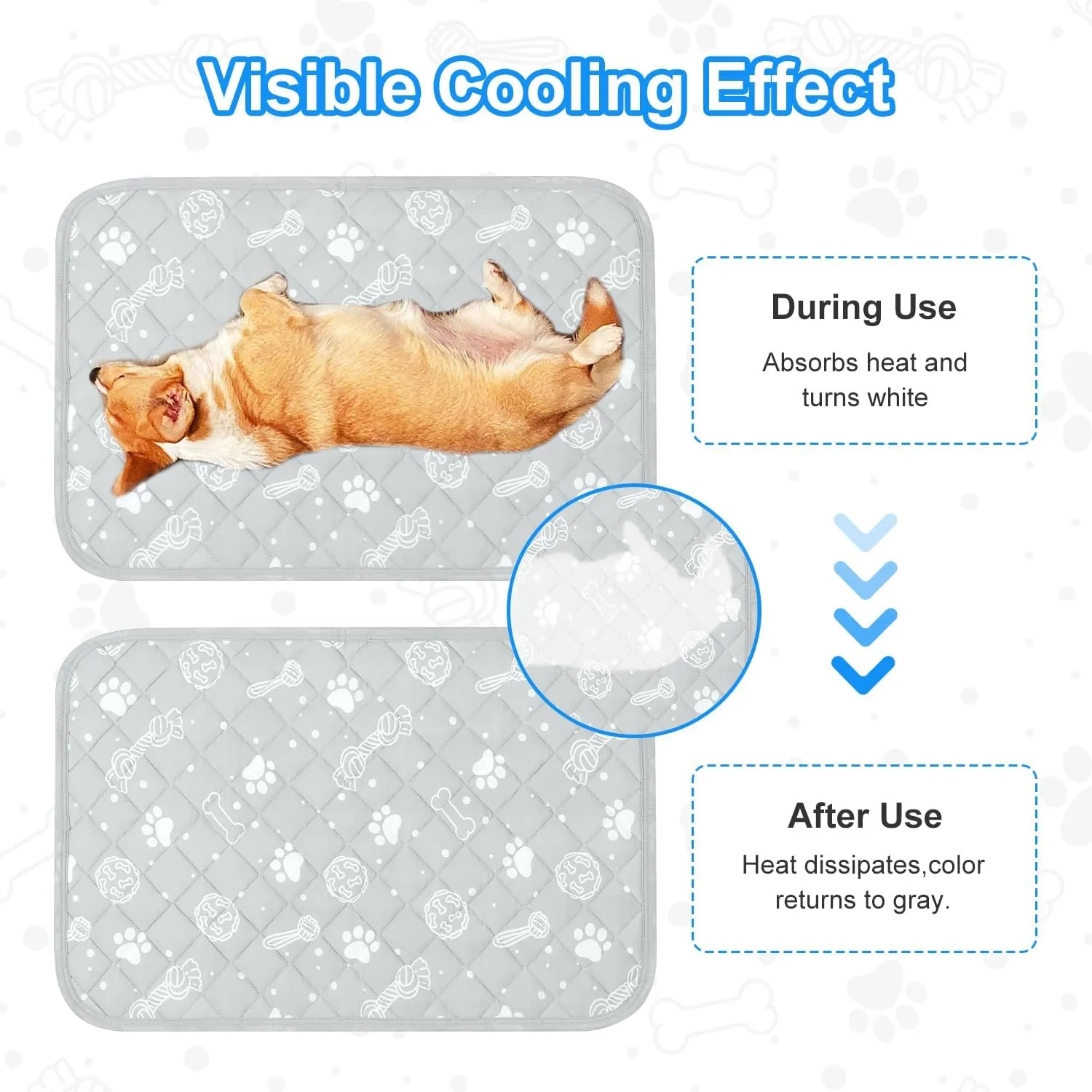 MH MYLUNE HOME Self Cooling Mat for Large Dog, 39”x59” Arc-Chill Cooling Fiber & Endothermic Color Changing Pet Cooling Pad, Foldable & Washable Non-Toxic Summer Pet Blanket