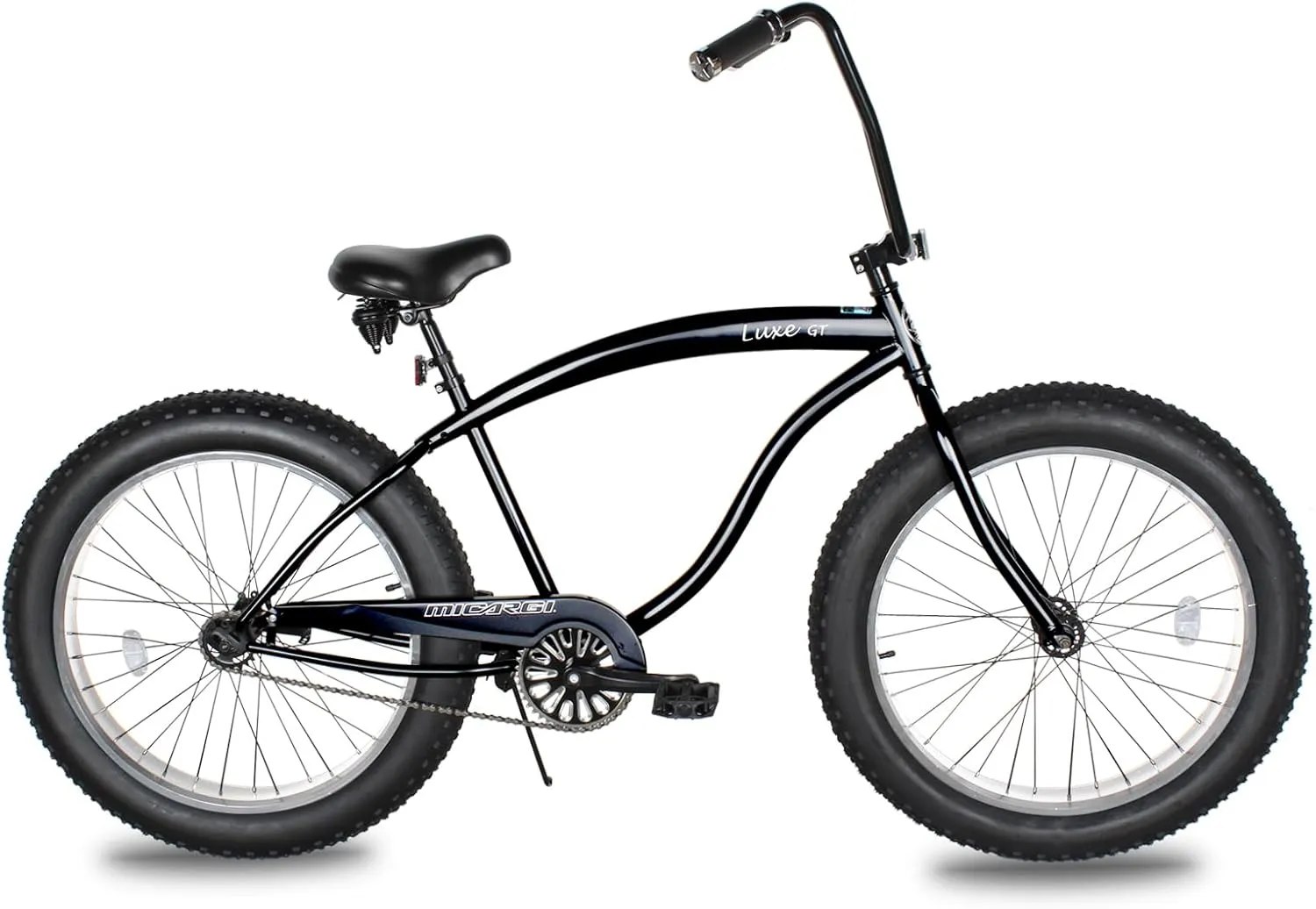 MICARGI Luxe 26-inch Beach Cruiser Bike, 1-Speed, High Rise Handlebar, Three Piece Cranksets, Fat Alloy Rim 80mm,26x4.0 Fat Tire Bike, Bike for Adults, Complete Cruiser Bikes