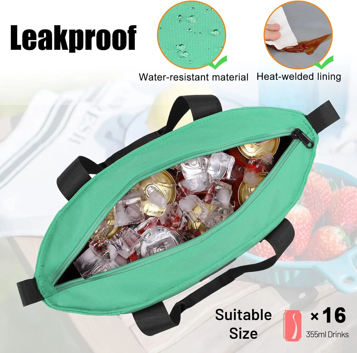 MIER Lunch Bags for Women Large Insulated Lunch Tote Bag Lunchbox Container for Work College Travel Beach, Adjustable Shoulder Strap, Lake Green