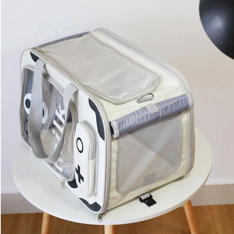 Milk Cow Cat Carrier With Wheels Trolley Tote