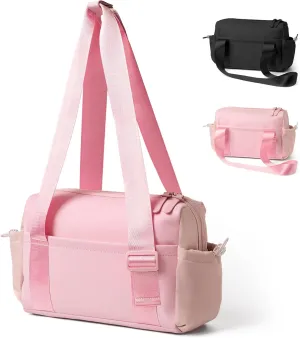 Mini Gym Bag for Women with Adjustable Wide Strap - Lightweight Waterproof Duffle & Crossbody Travel Bag with Wet/Dry Compartments, Multi-Pocket Design for Gym Clothes & Essentials（Pink）