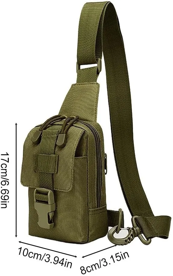 MiOYOOW Small Sling Backpack, Tactical Shoulder Chest Bag Adjustable Molle Crossbody Bag for Camping Hilking Cycling Hunting