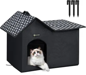 MIU Color Outdoor Cat House, Double Roof Weatherproof Cat House for Outdoor/Indoor Cats, Insulated Wild Cat Shelter with Removable Soft Padding, Easy to Assemble,20" x 13.8" x 16" inch