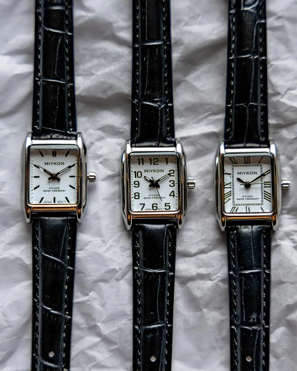 Miykon Vintage Watches for Women | Small Dainty Tank, Square Womens Watch with Genuine Leather Strap and Second Hand | Ion Polished, Luminous Hands, Scratch Resist, Japan Quartz, 100ft Water Resistant