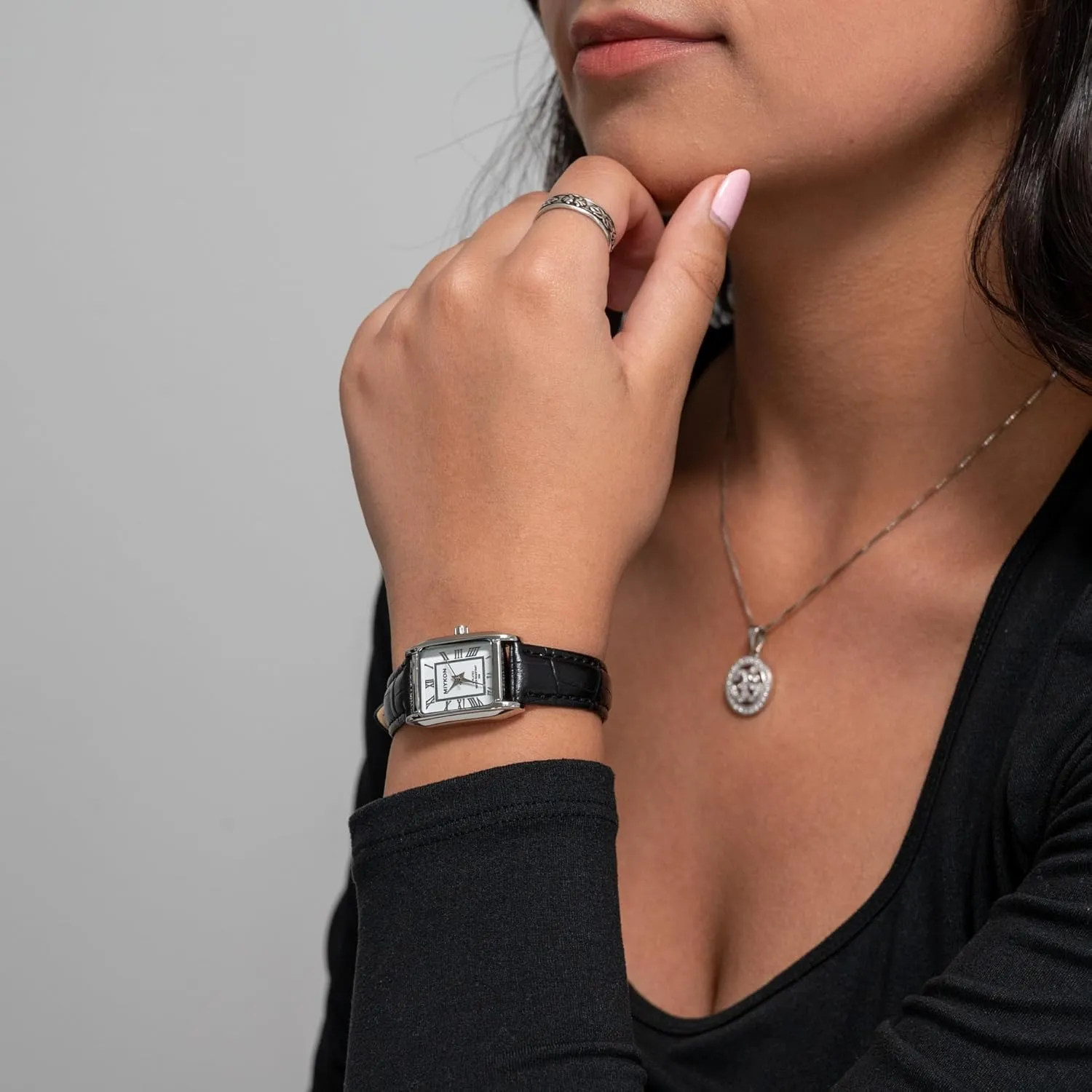 Miykon Vintage Watches for Women | Small Dainty Tank, Square Womens Watch with Genuine Leather Strap and Second Hand | Ion Polished, Luminous Hands, Scratch Resist, Japan Quartz, 100ft Water Resistant