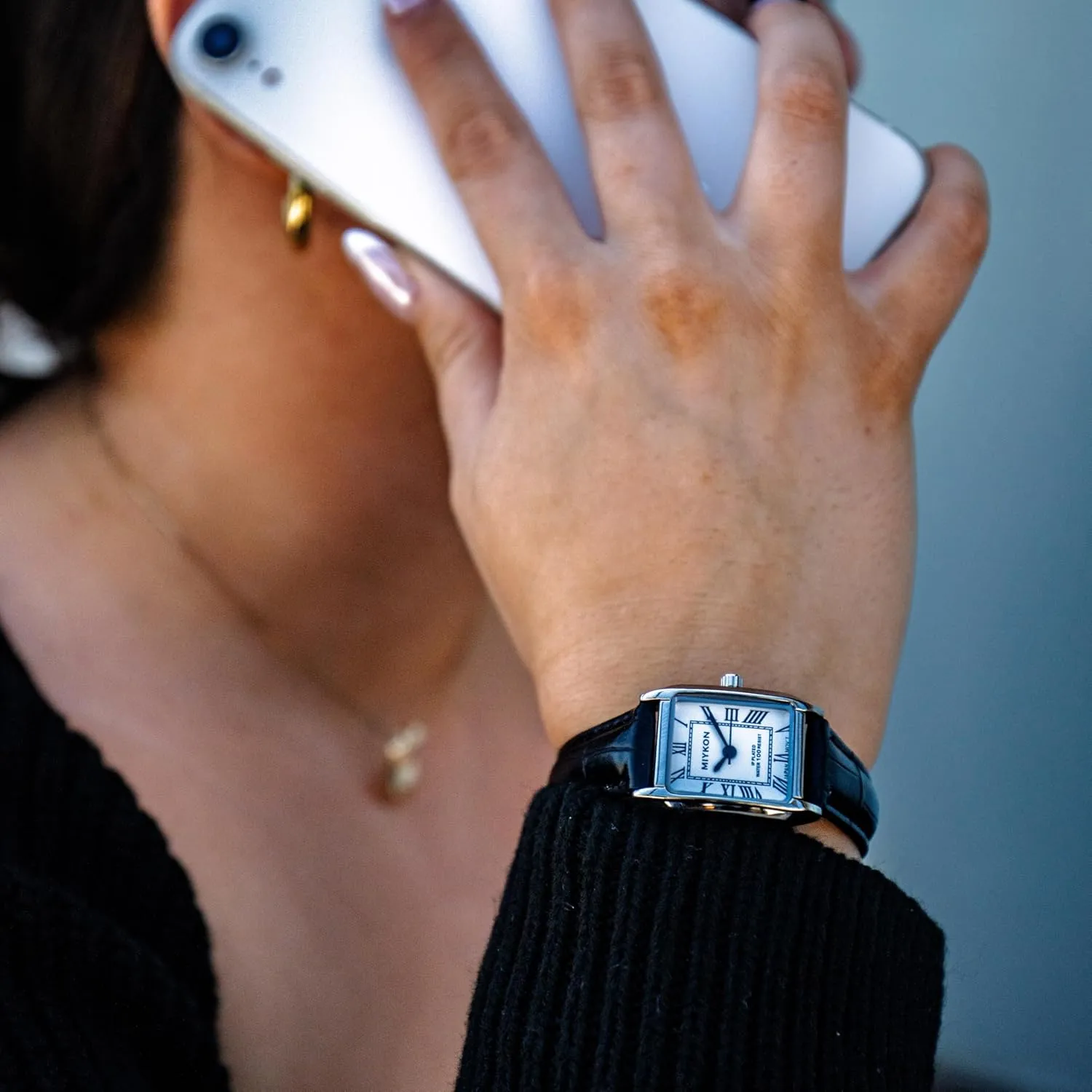Miykon Vintage Watches for Women | Small Dainty Tank, Square Womens Watch with Genuine Leather Strap and Second Hand | Ion Polished, Luminous Hands, Scratch Resist, Japan Quartz, 100ft Water Resistant