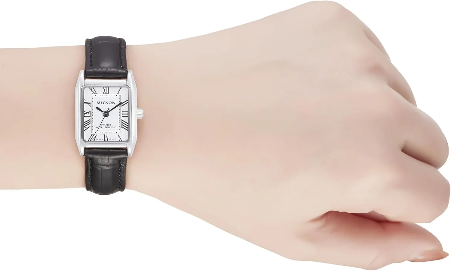 Miykon Vintage Watches for Women | Small Dainty Tank, Square Womens Watch with Genuine Leather Strap and Second Hand | Ion Polished, Luminous Hands, Scratch Resist, Japan Quartz, 100ft Water Resistant