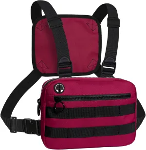 MJNUONE Outdoor Chest Bag For Men，Tactical Chest pack with Reflective, Lightweight Utility Chest Rig Bag with Extra Storage for Running Climb Cycling Hiking(Red Bag)