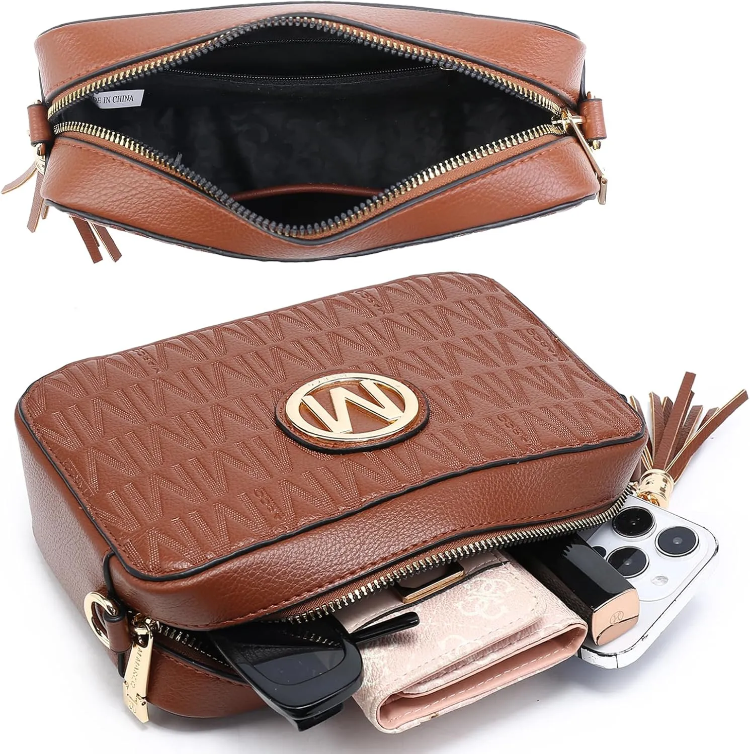 MKP Stylish Lightweight Fashion Crossbody Bag for Women Chic Signature Shoulder Messenger Bag with Tassel Zipper Pocket