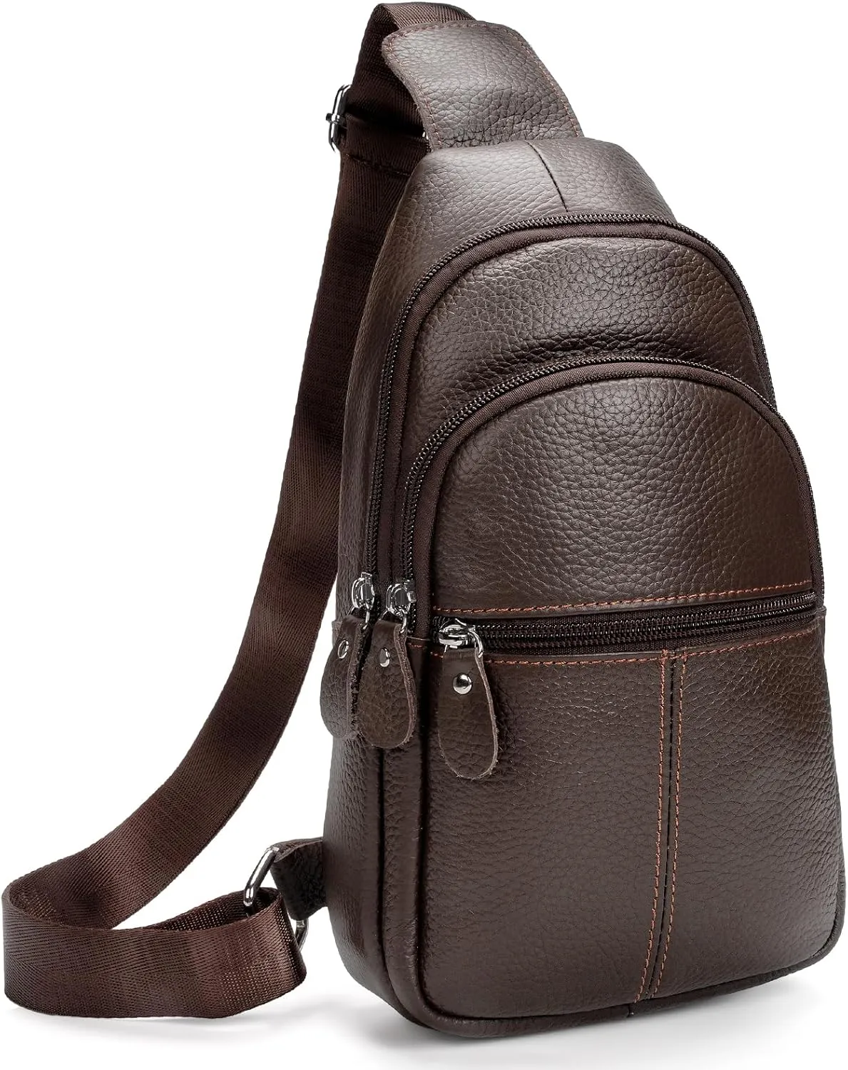 molshine Genuine Leather Sling Crossbody Bag,Fashion Chest,Casual Shoulder Bag for Men Women Work Travel Cycling HB024