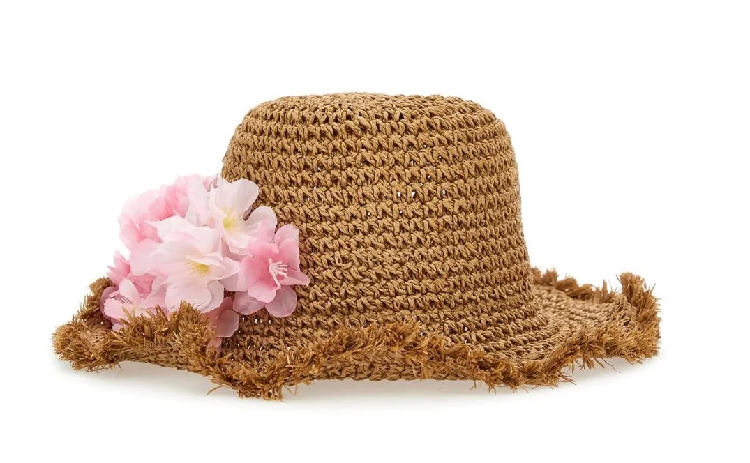 Monnalisa woven straw flower beach hat