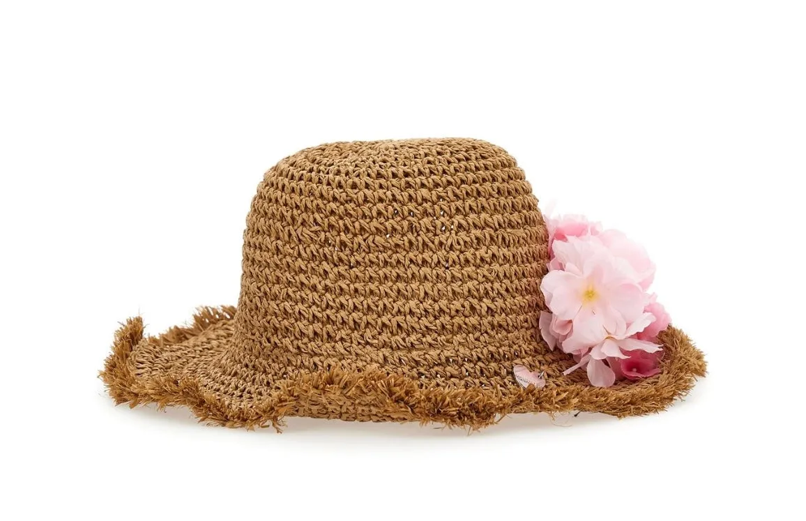 Monnalisa woven straw flower beach hat