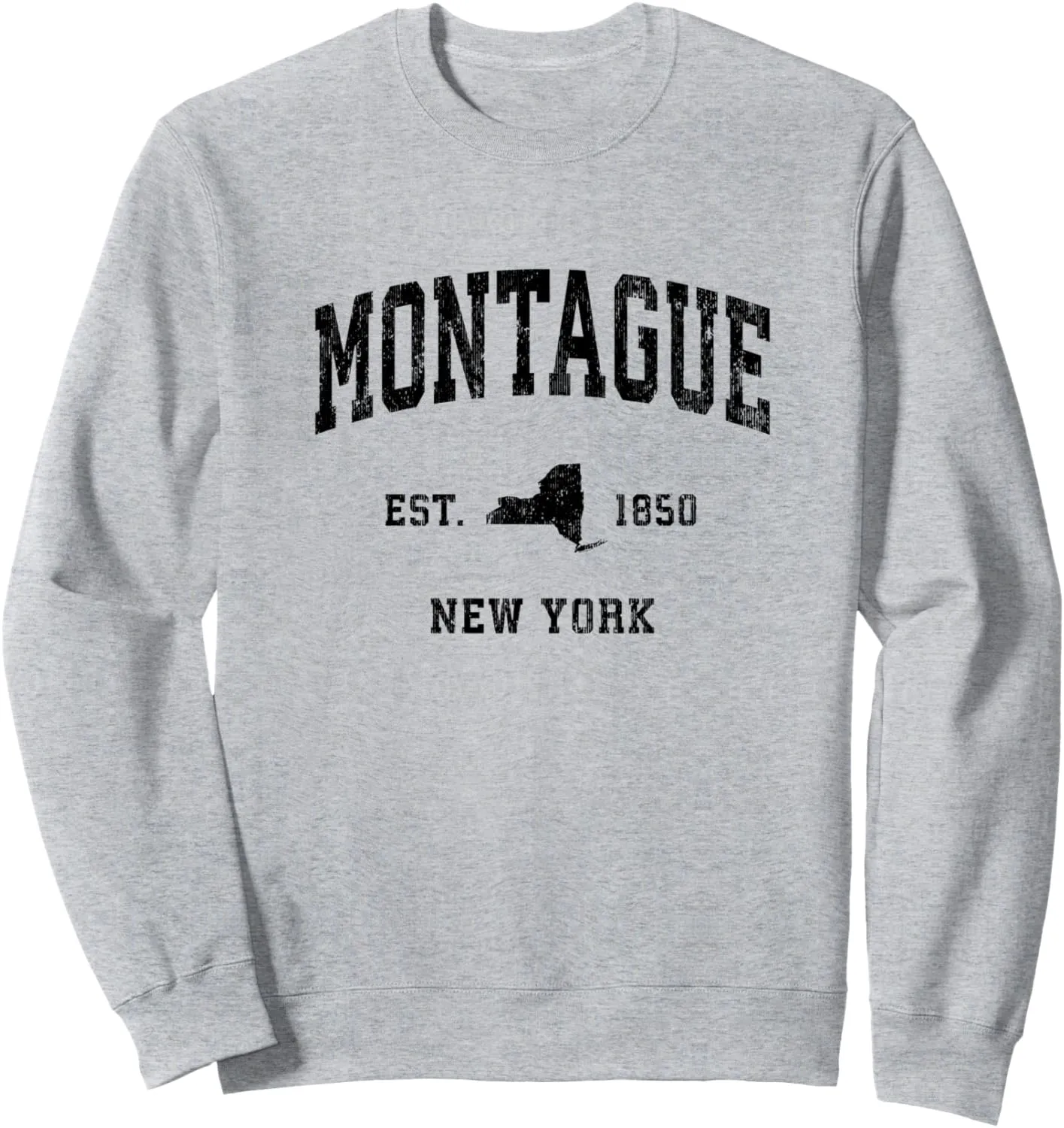 Montague New York NY Vintage Athletic Black Sports Design Sweatshirt
