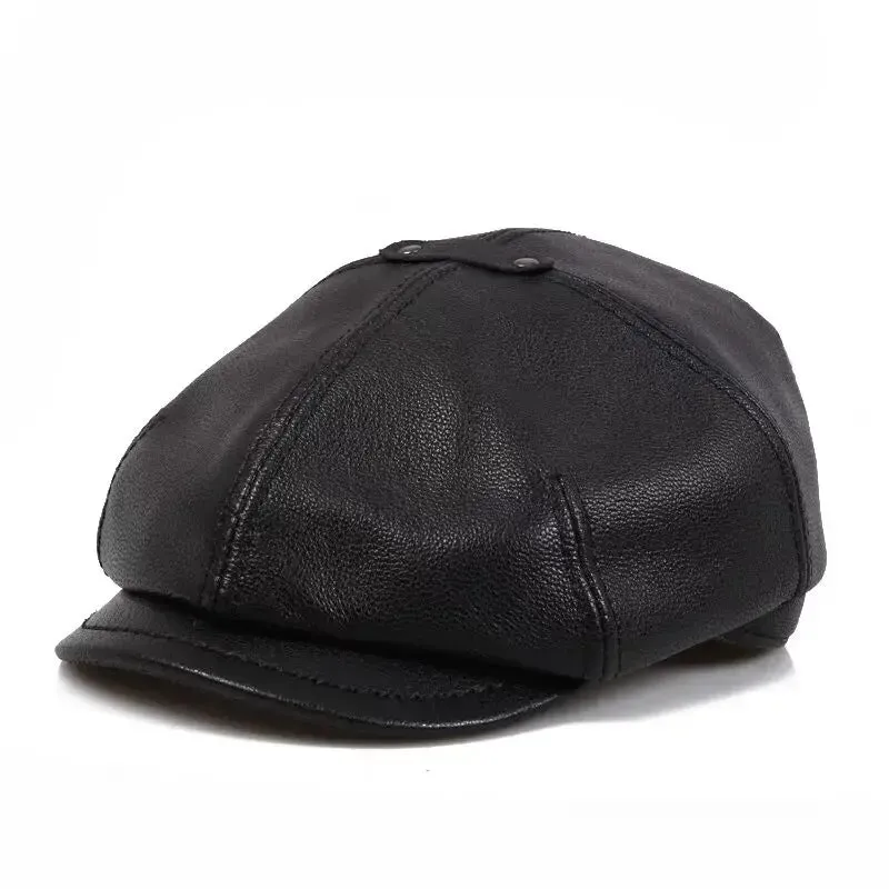 Montclair Genuine Leather Newsboy Cap