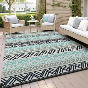 MontVoo Outdoor Rug Carpet 9x12 Waterproof-Patio Rug Mat Reversible RV Camping Rug Picnic Mat Plastic Straw Outside Rug for Balcony Porch Deck Beach-Boho Outdoor Area Rug for Patio Decor Colorful