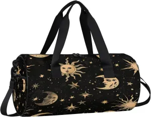 Moon Star Sun Travel Gym Bag Waterproof Sport Dance Bag for Women Men Portable Gymnastics Duffel Bags Canvas Tote Carry on Handbag for Workout Overnight Weekender