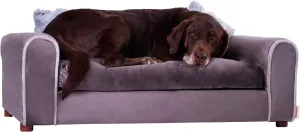 Moots Furry Pet Lounge, Pet Bed with 2 Pillows, Deluxe Sofa for Dogs, Easy to Coordinate, Stylish and Cleanable Dog Sofa, Couch - Charcoal, Large