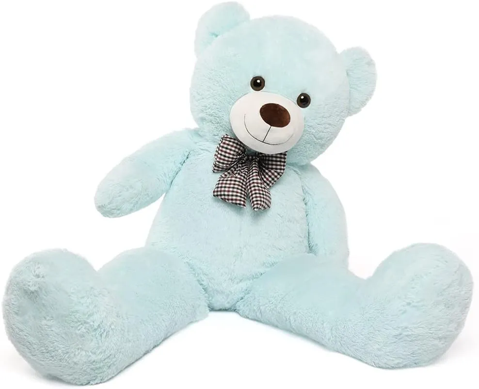 MorisMos Bow Tie Giant Teddy Bear 4 Feet, 47inch Big Teddy Bear Stuffed Animal Plush for Girlfriend, Boyfriend, Light Blue