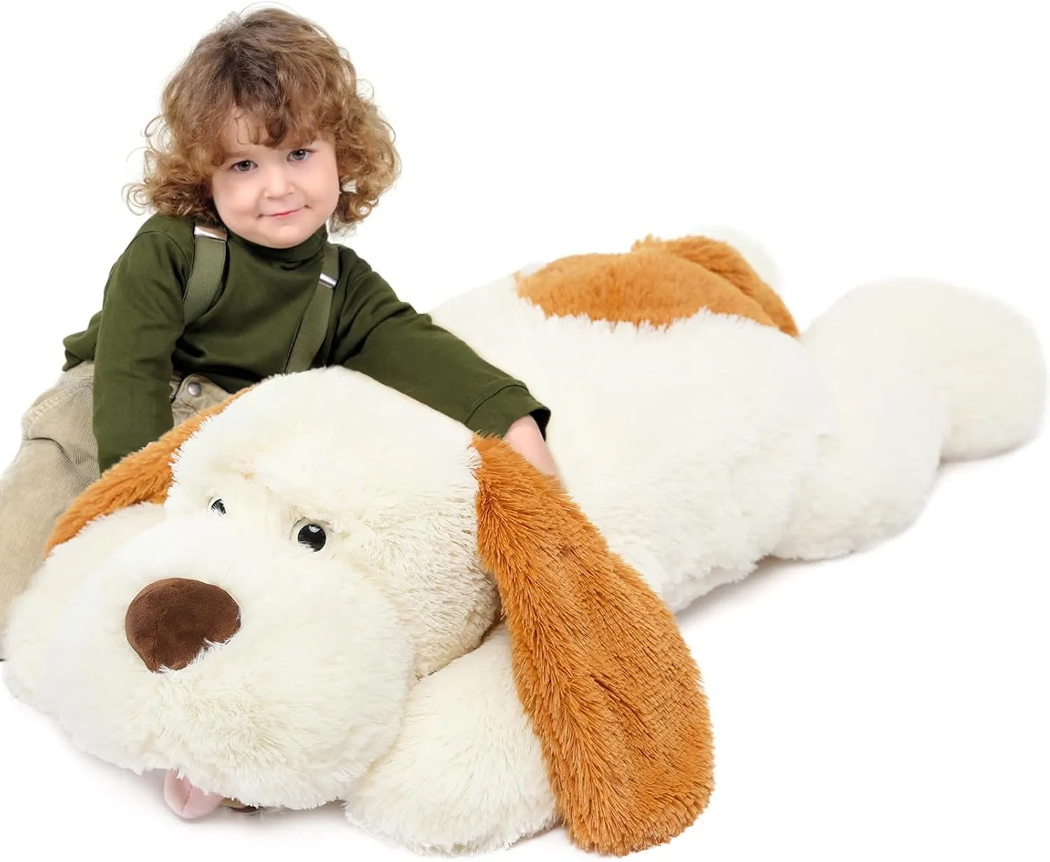 MorisMos Giant Dog Stuffed Animals, 31inch Large Dog Plush Big Puppy Pillow Toy for Kids, Girls, Boys, White