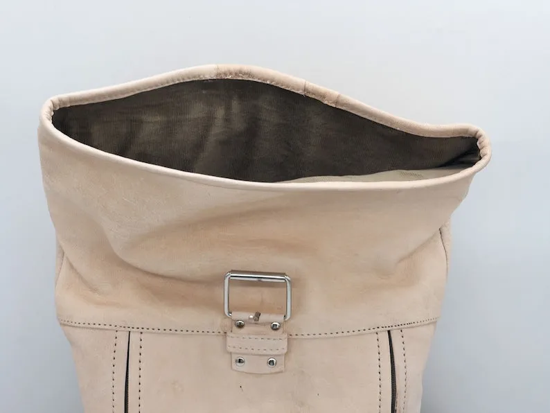 Moroccan Rolltop Leather Backpack - Travel Unisex Rucksack