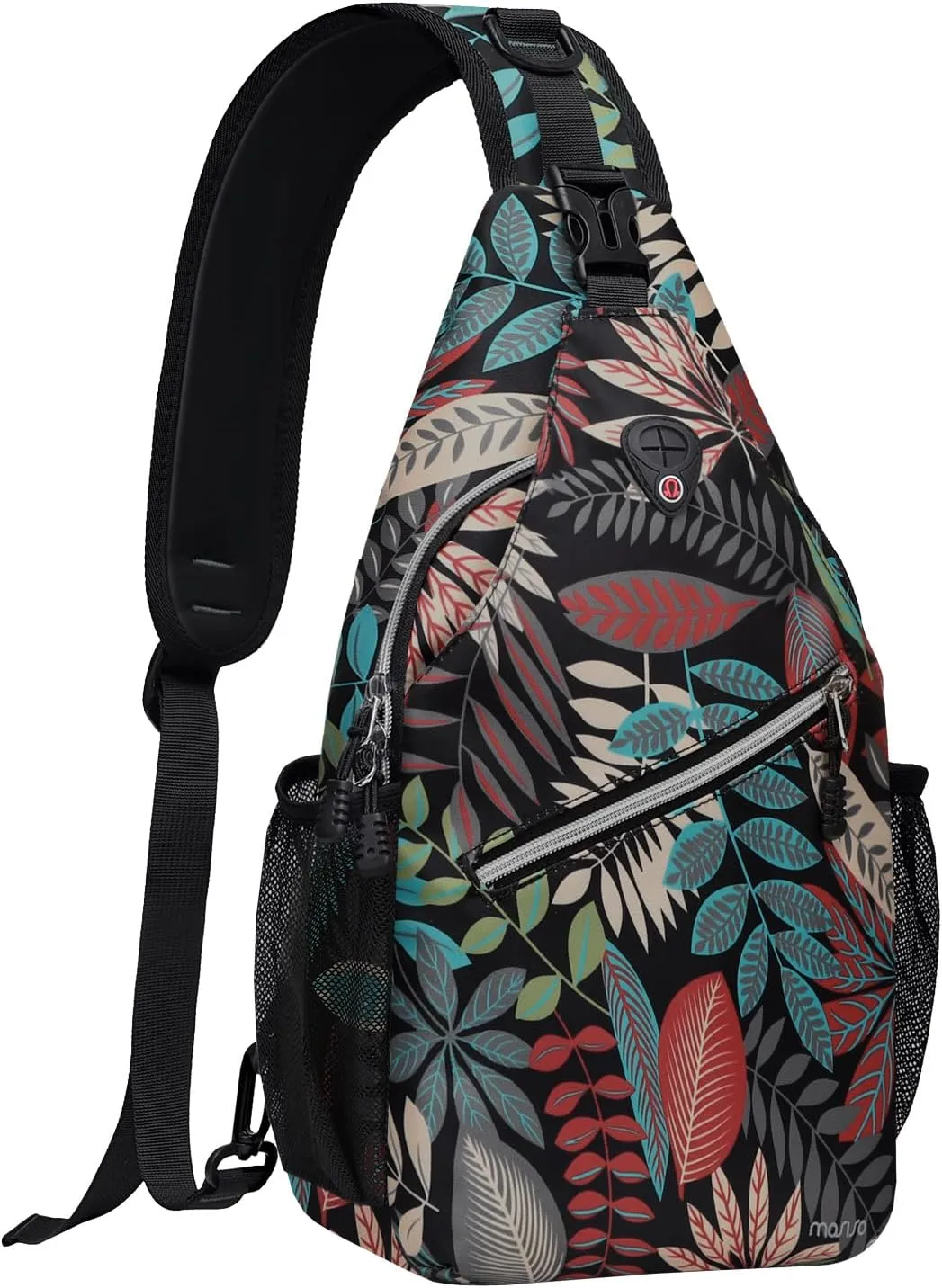 MOSISO Sling Backpack, Multipurpose Travel Hiking Daypack Rope Crossbody Shoulder Bag, Creative Plant Leaves