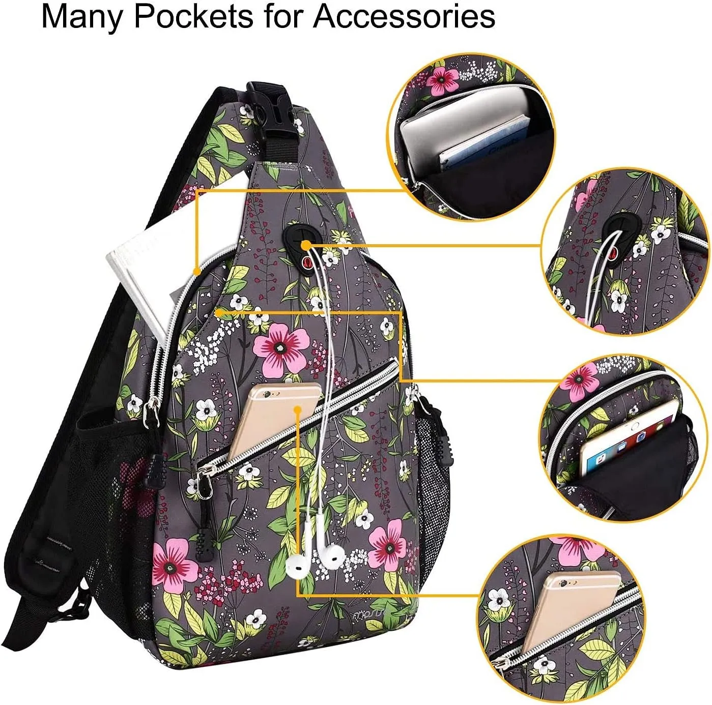 MOSISO Sling Backpack,Travel Hiking Daypack Periwinkle Crossbody Shoulder Bag