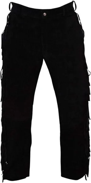 Mount Helicon Men's Native American Buckskin/Deerskin Suede Leather Pant Fringes Red Indian Cowboy Reenactment Mountain Man