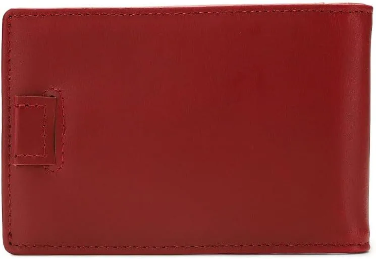 Mountain Voyage Co Leather Wallet - RFID-Blocking Genuine Vintage Leather Bi-Fold Card Holder with Money Clip and Gift Box (Merlot Red)