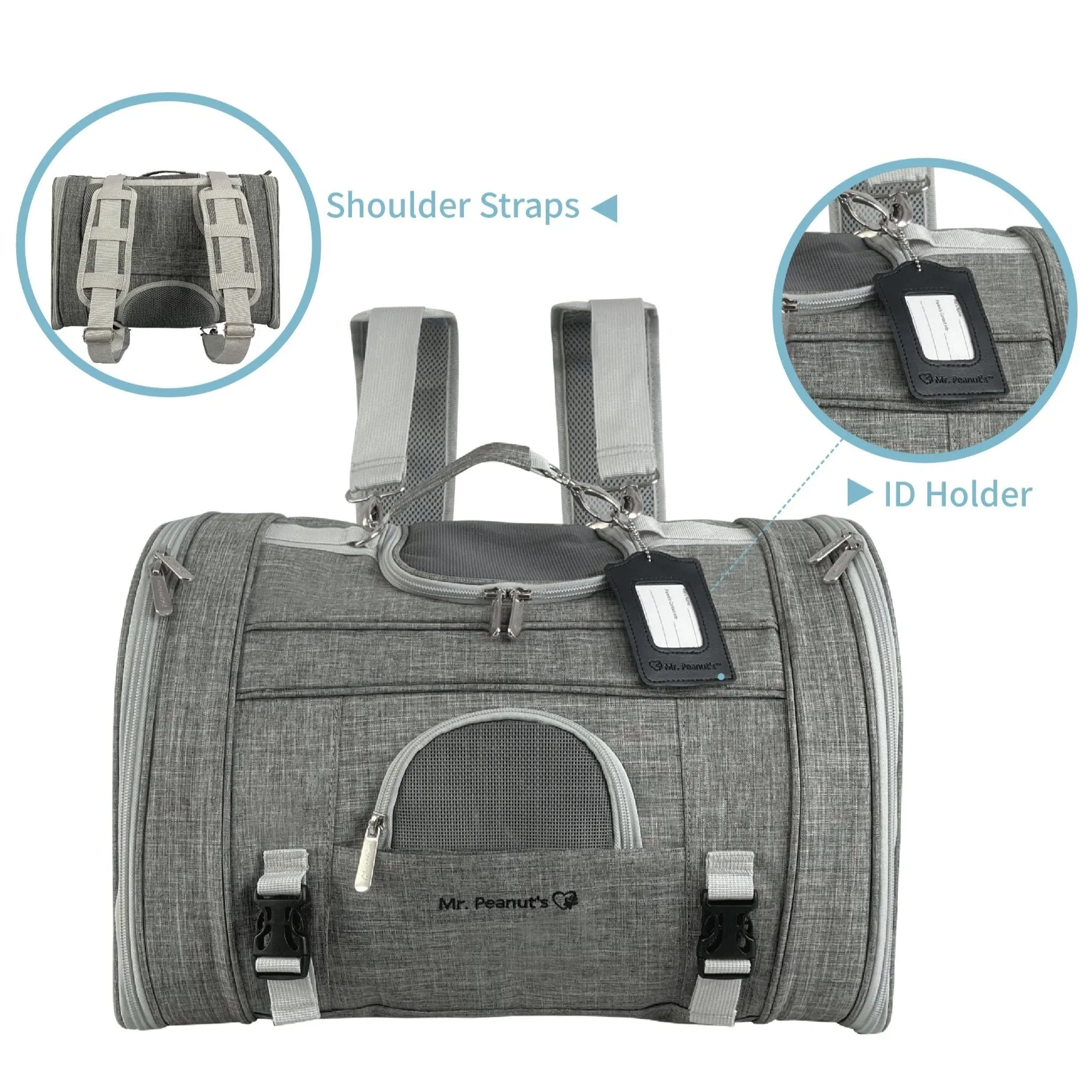 Mr. Peanut's Monterey Series Airline Compliant Horizontal Backpack Pet Carrier