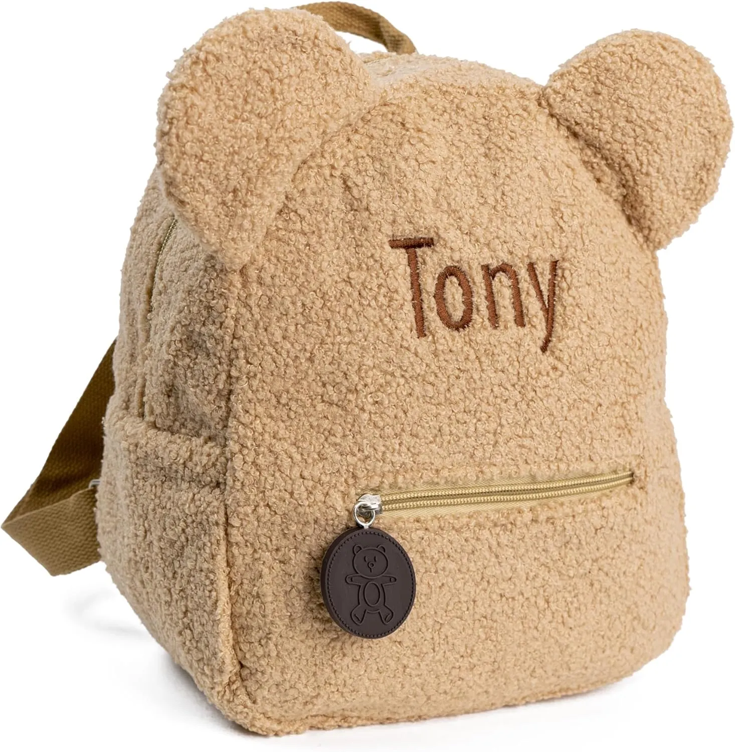 MT WORLD Plush Teddy Bear Backpack Personalized Cute Fuzzy Bear Ears Head Backpack Soft Fluffy Casual Sherpa Daypack Mini Shoulder Bag Purse Gifts (Khaki)