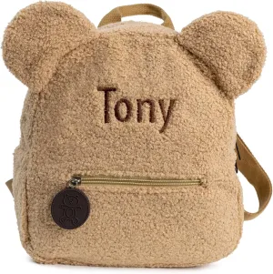 MT WORLD Plush Teddy Bear Backpack Personalized Cute Fuzzy Bear Ears Head Backpack Soft Fluffy Casual Sherpa Daypack Mini Shoulder Bag Purse Gifts (Khaki)