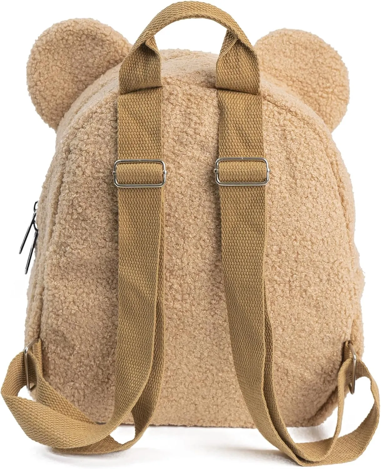 MT WORLD Plush Teddy Bear Backpack Personalized Cute Fuzzy Bear Ears Head Backpack Soft Fluffy Casual Sherpa Daypack Mini Shoulder Bag Purse Gifts (Khaki)