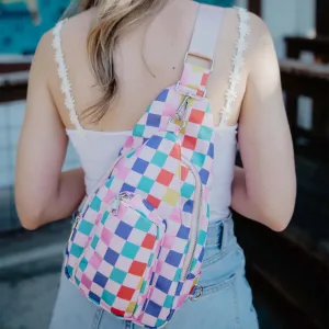 Multi Checkered Crossbody Sling Bag