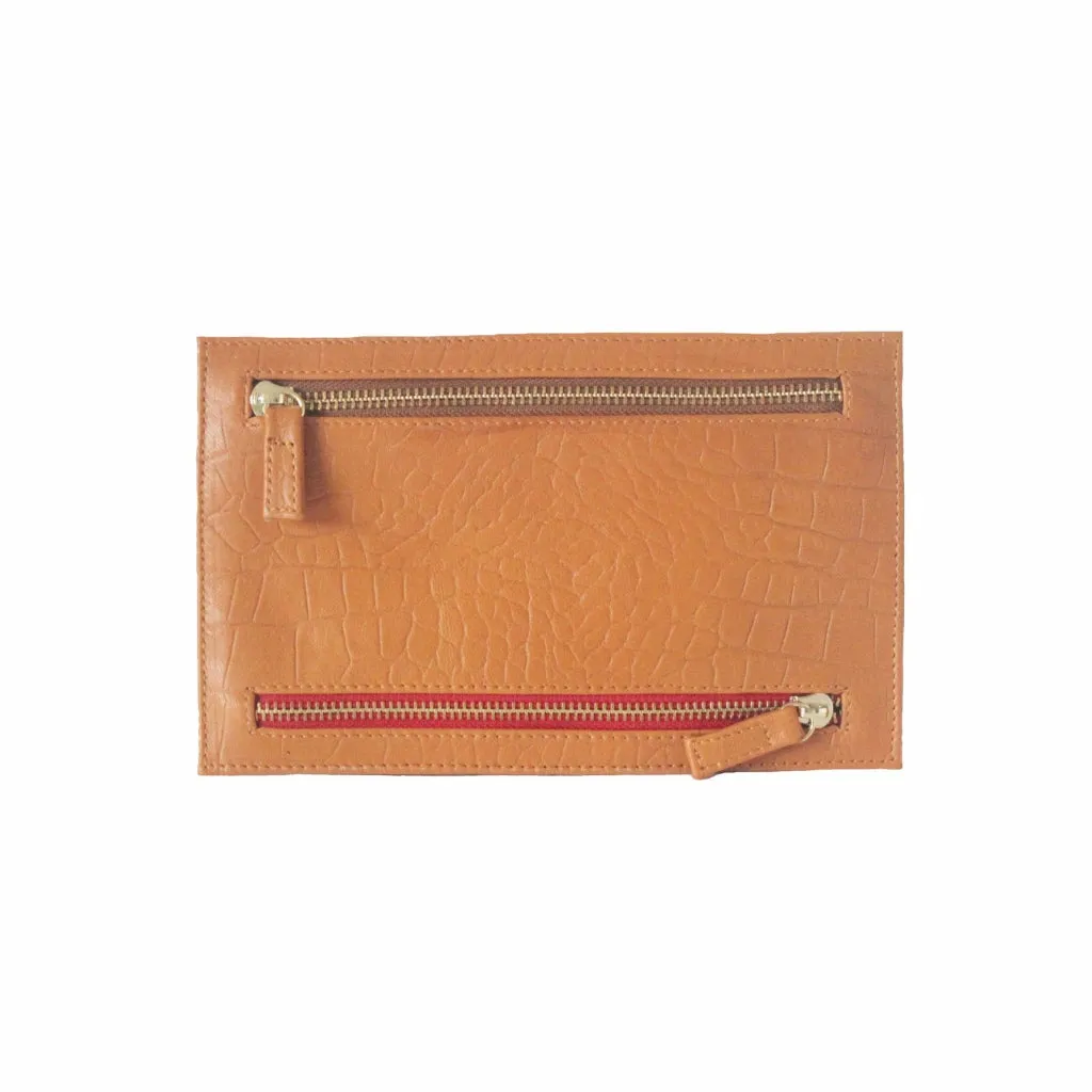 Multi Currency Croco Embossed Leather Wallet