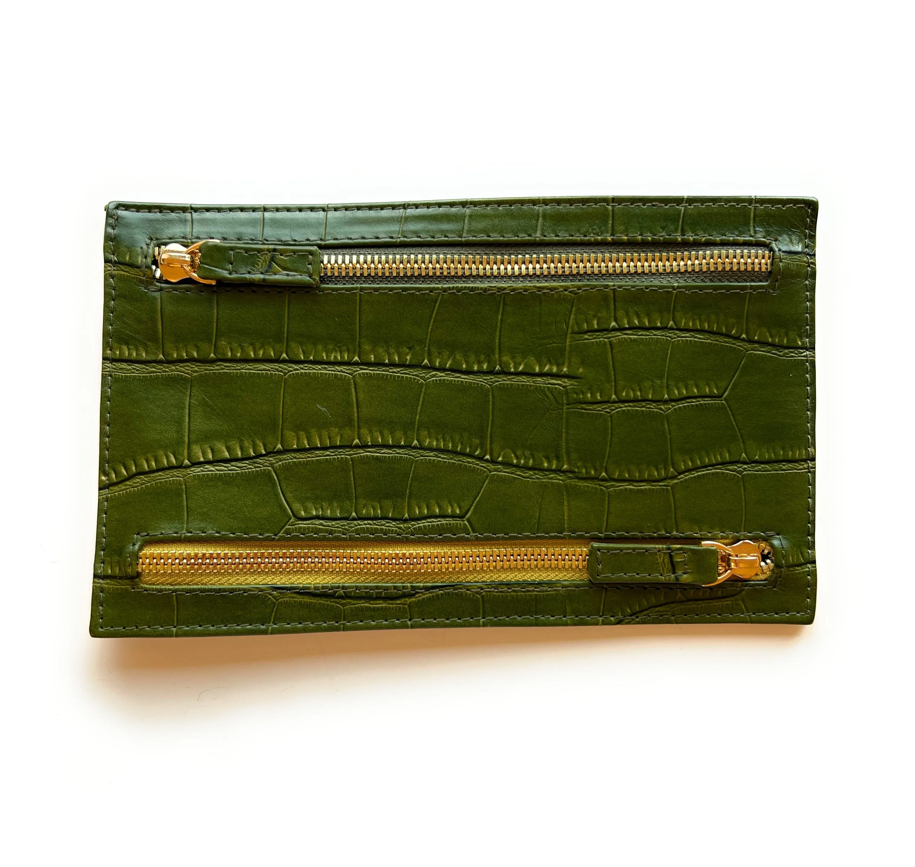 Multi Currency Croco Embossed Leather Wallet