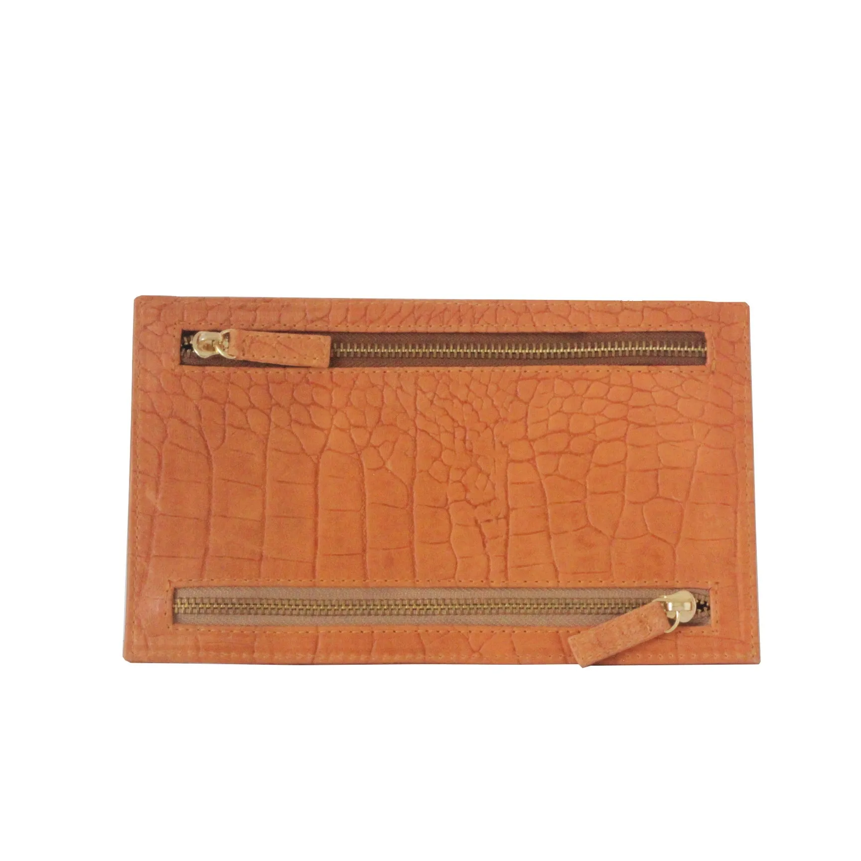 Multi Currency Croco Embossed Leather Wallet