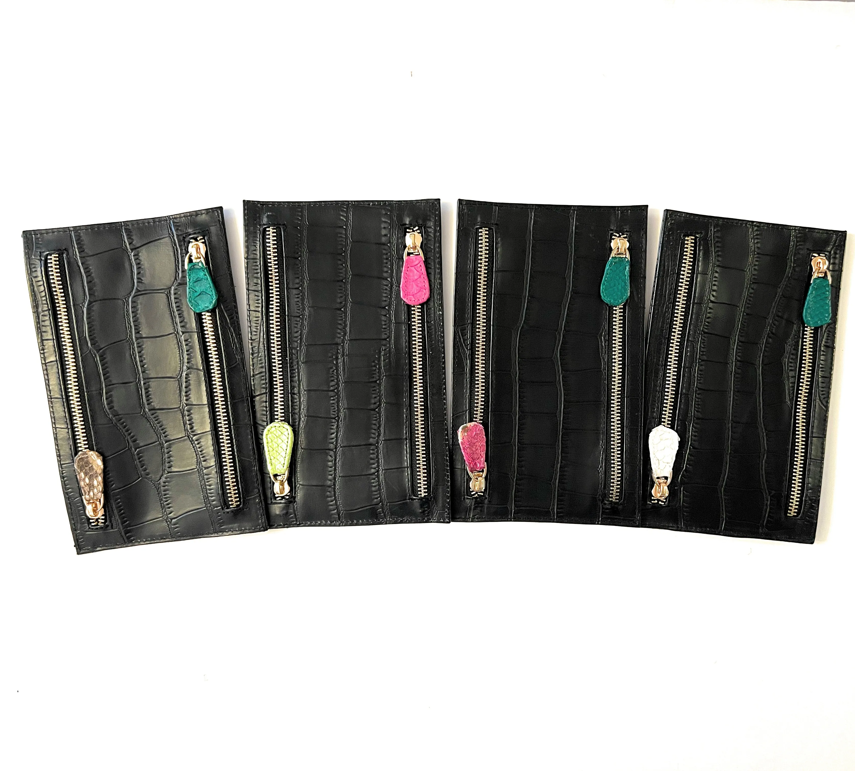 Multi Currency Croco Embossed Leather Wallet
