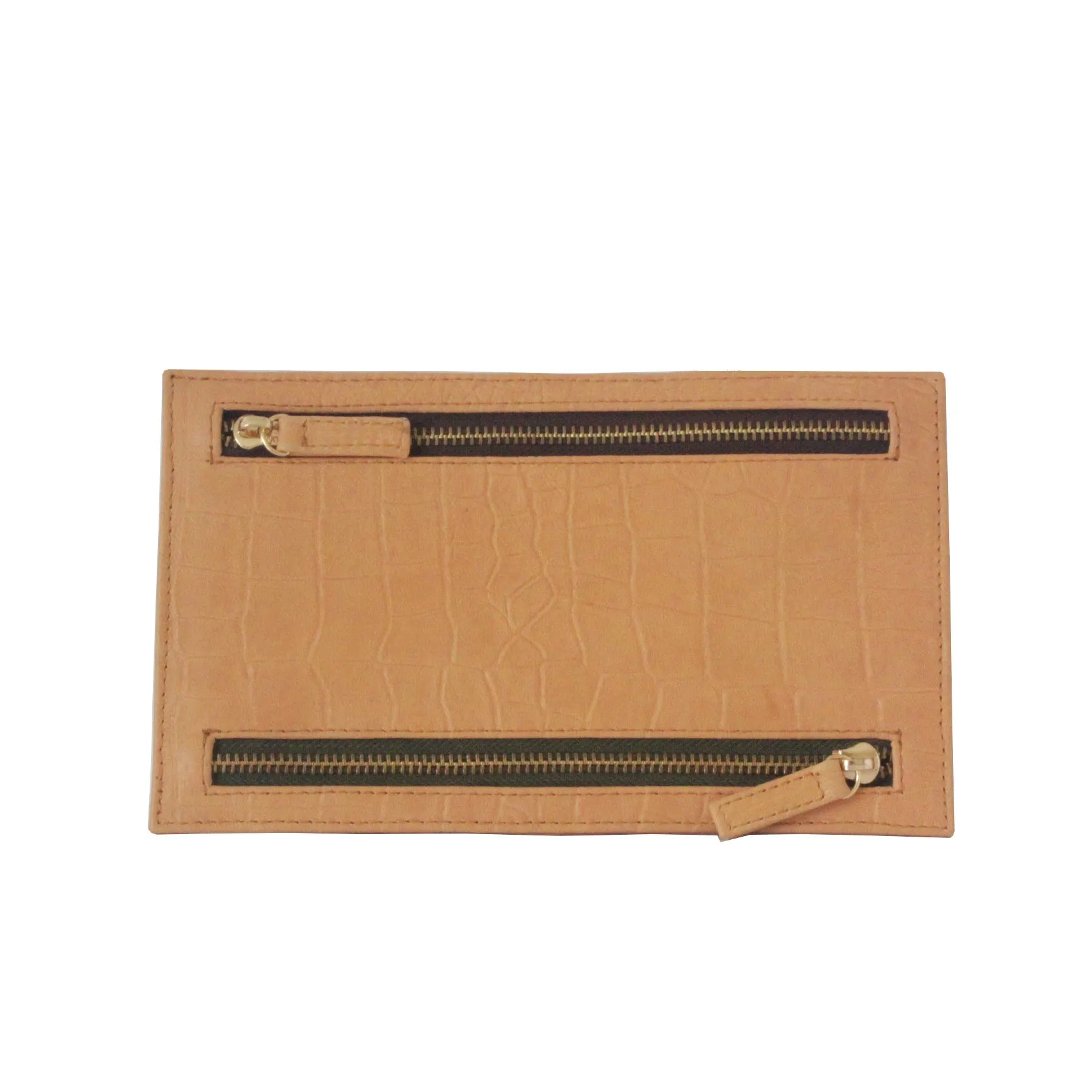 Multi Currency Croco Embossed Leather Wallet