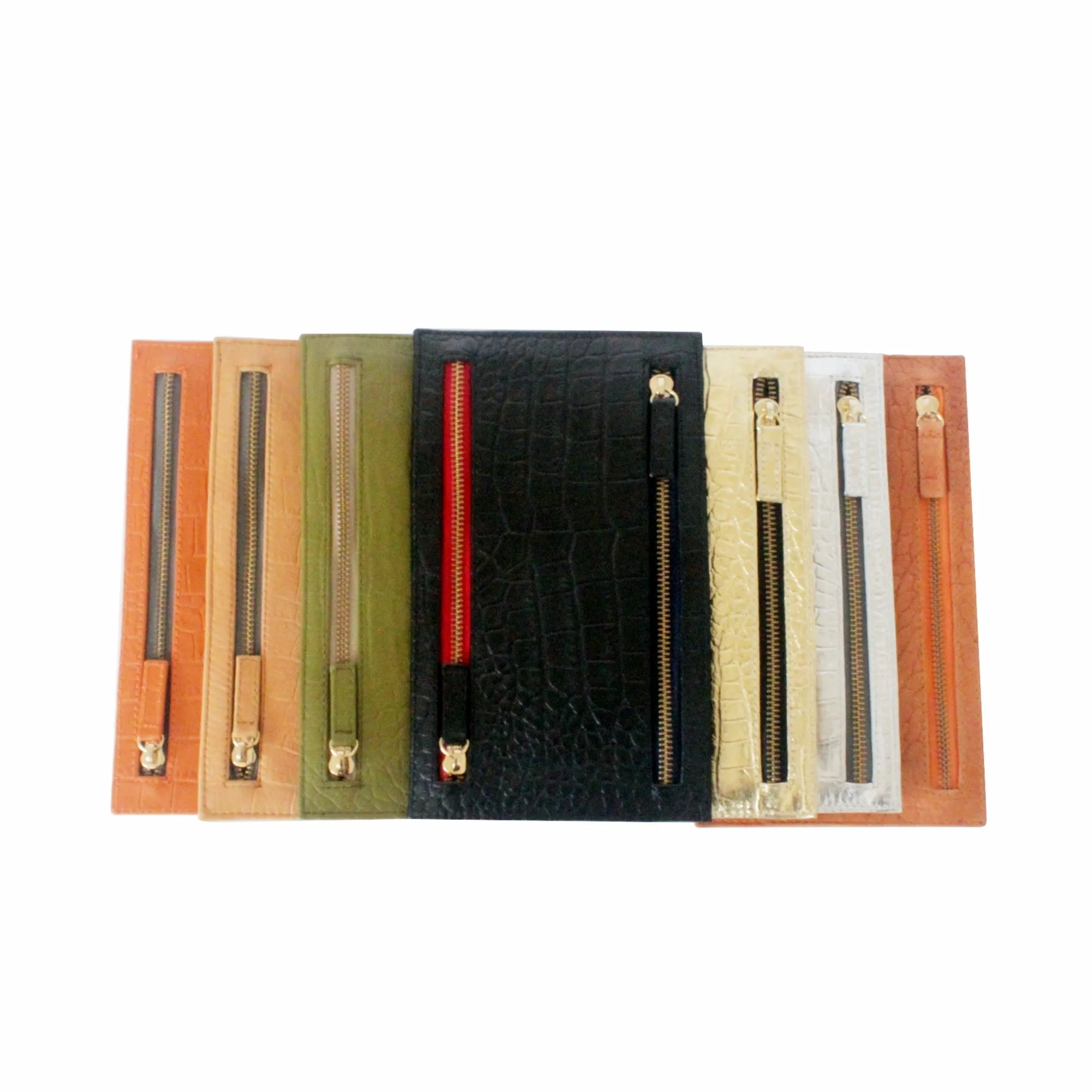 Multi Currency Croco Embossed Leather Wallet