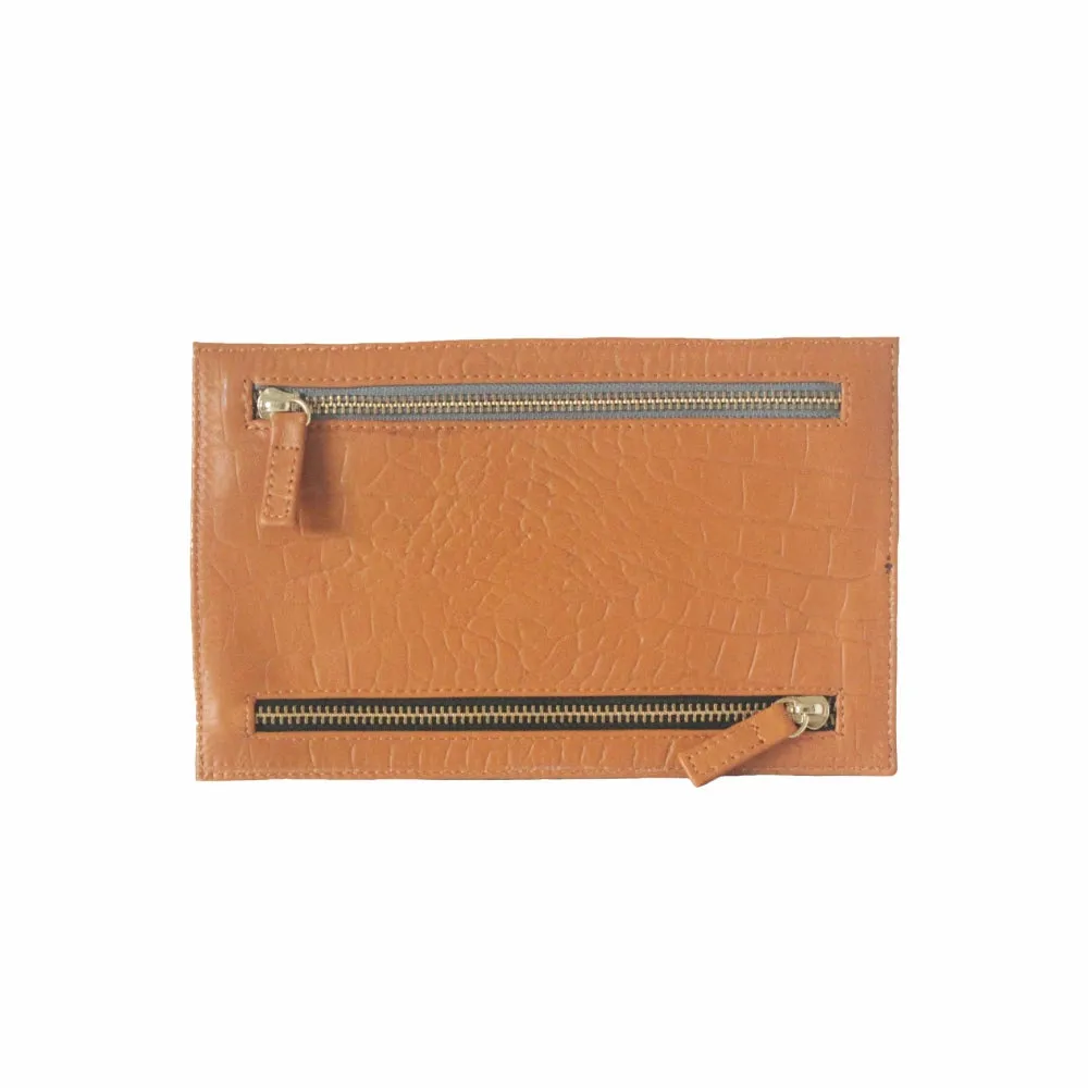 Multi Currency Croco Embossed Leather Wallet