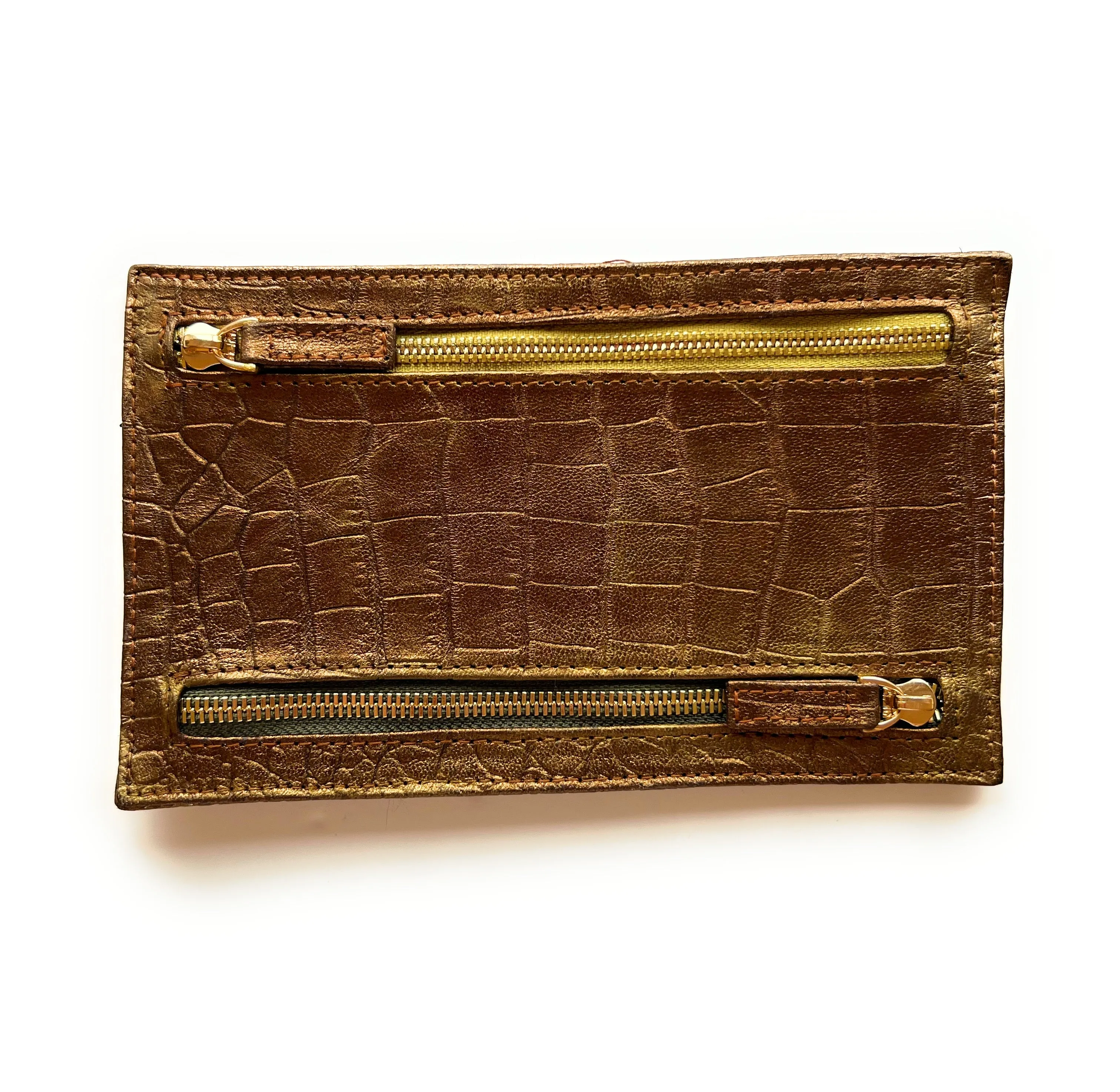 Multi Currency Croco Embossed Leather Wallet