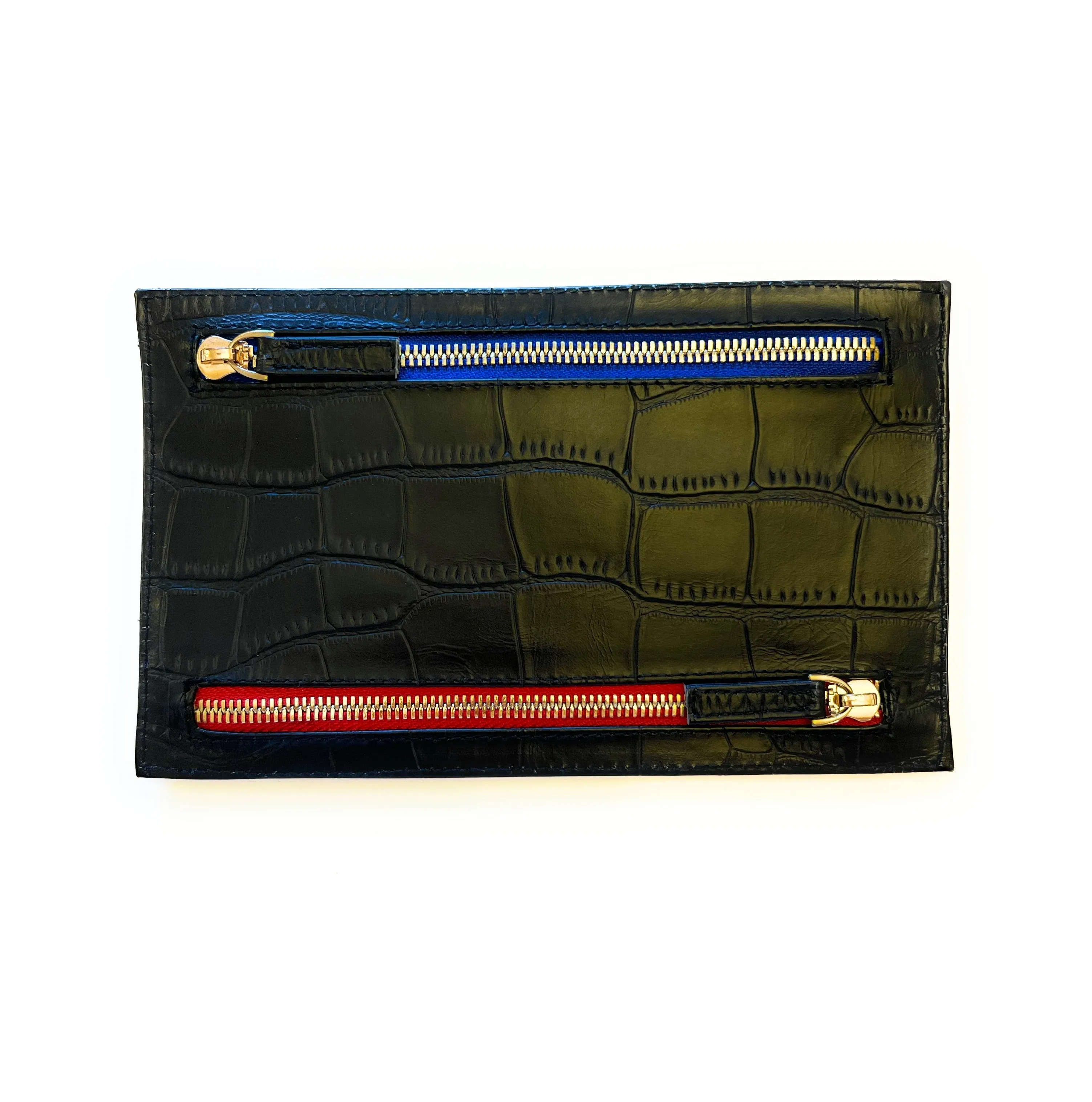 Multi Currency Croco Embossed Leather Wallet