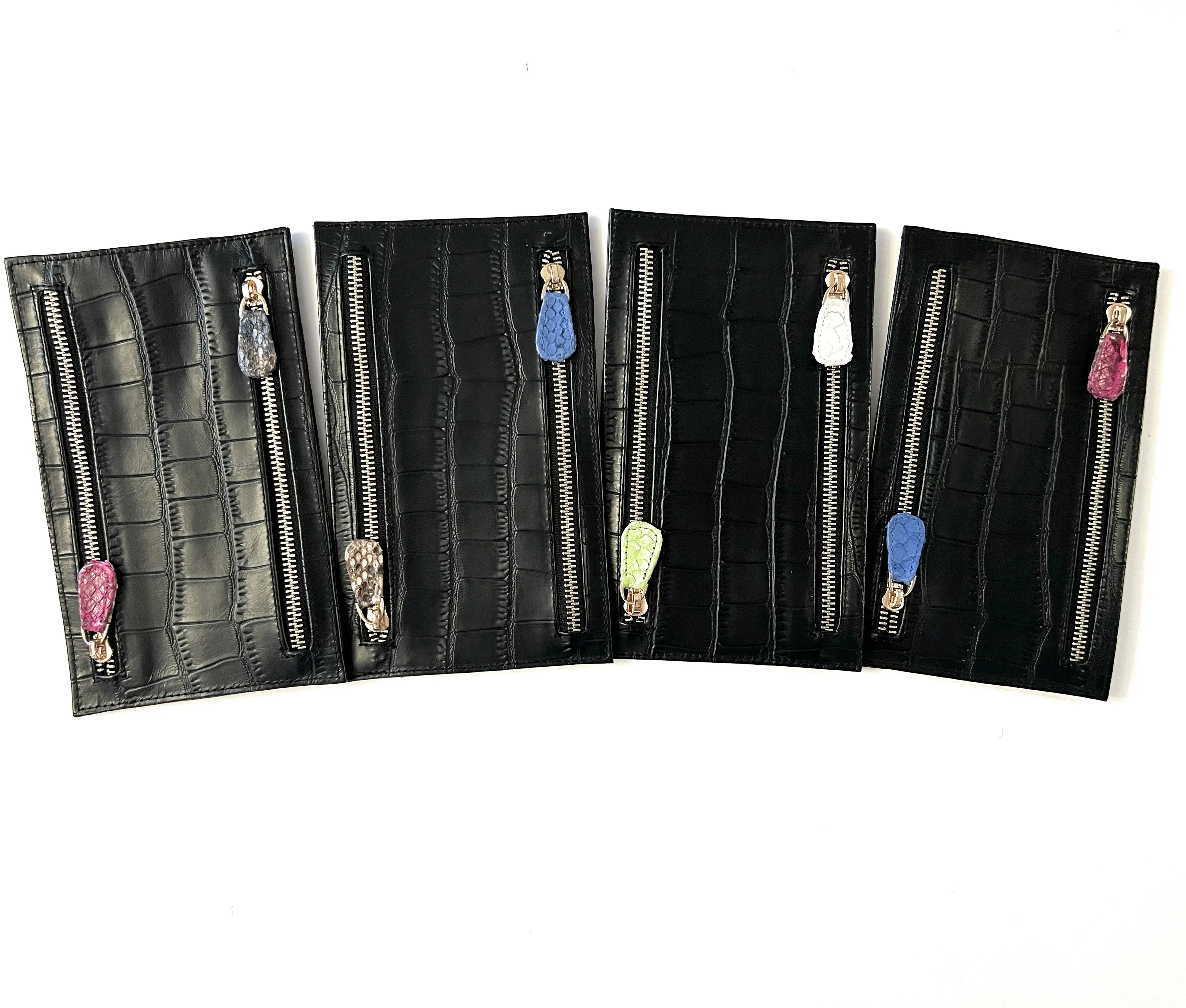Multi Currency Croco Embossed Leather Wallet