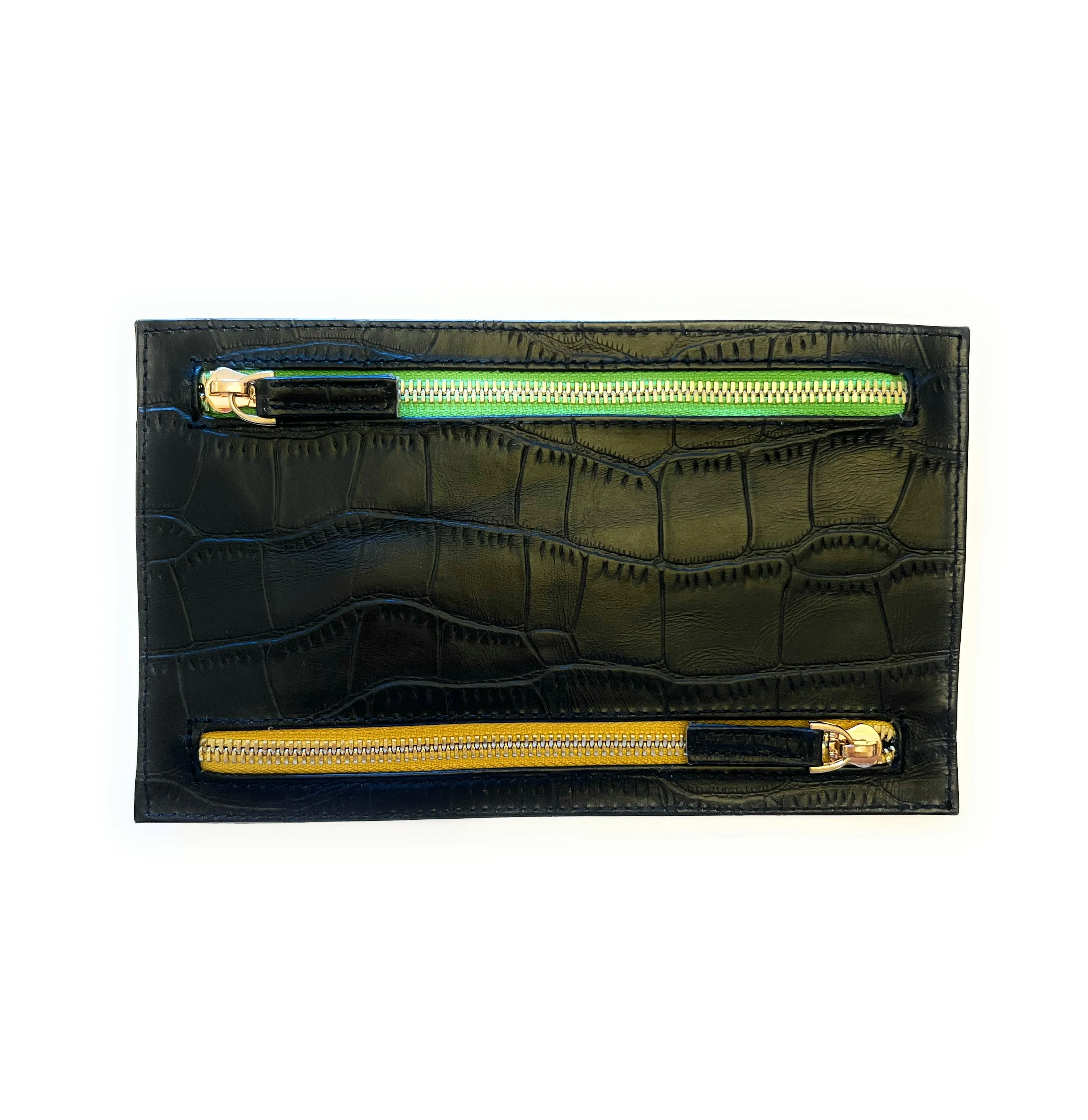 Multi Currency Croco Embossed Leather Wallet