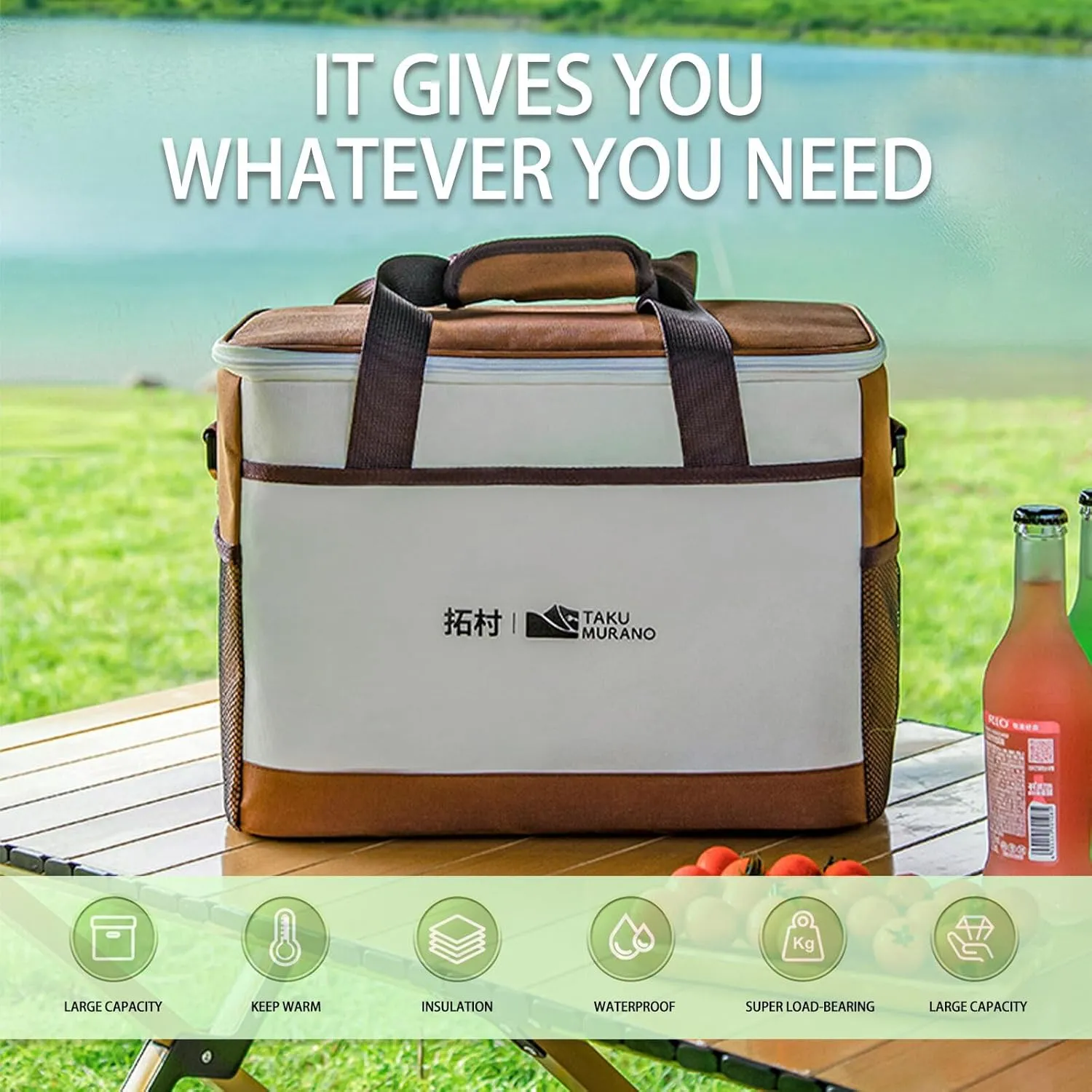 Multi-Functional Outdoor Cooler Bag, Portable Travel Cooler Bag, Four-Layer Temperature Lock Design, Long-Lasting Insulation for 12 Hours, Suitable for Outdoor Picnics, Camping. (20L)