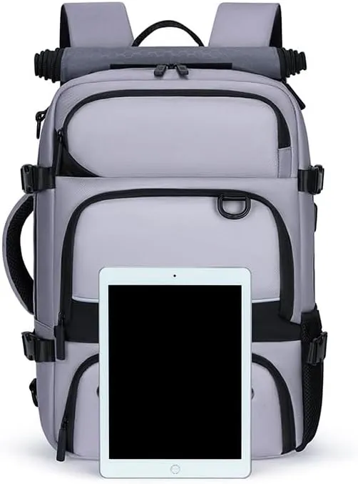 Multi-functional travel backpack, business travel bag, men and women fitness outdoor sports, dry and wet separation (gray)