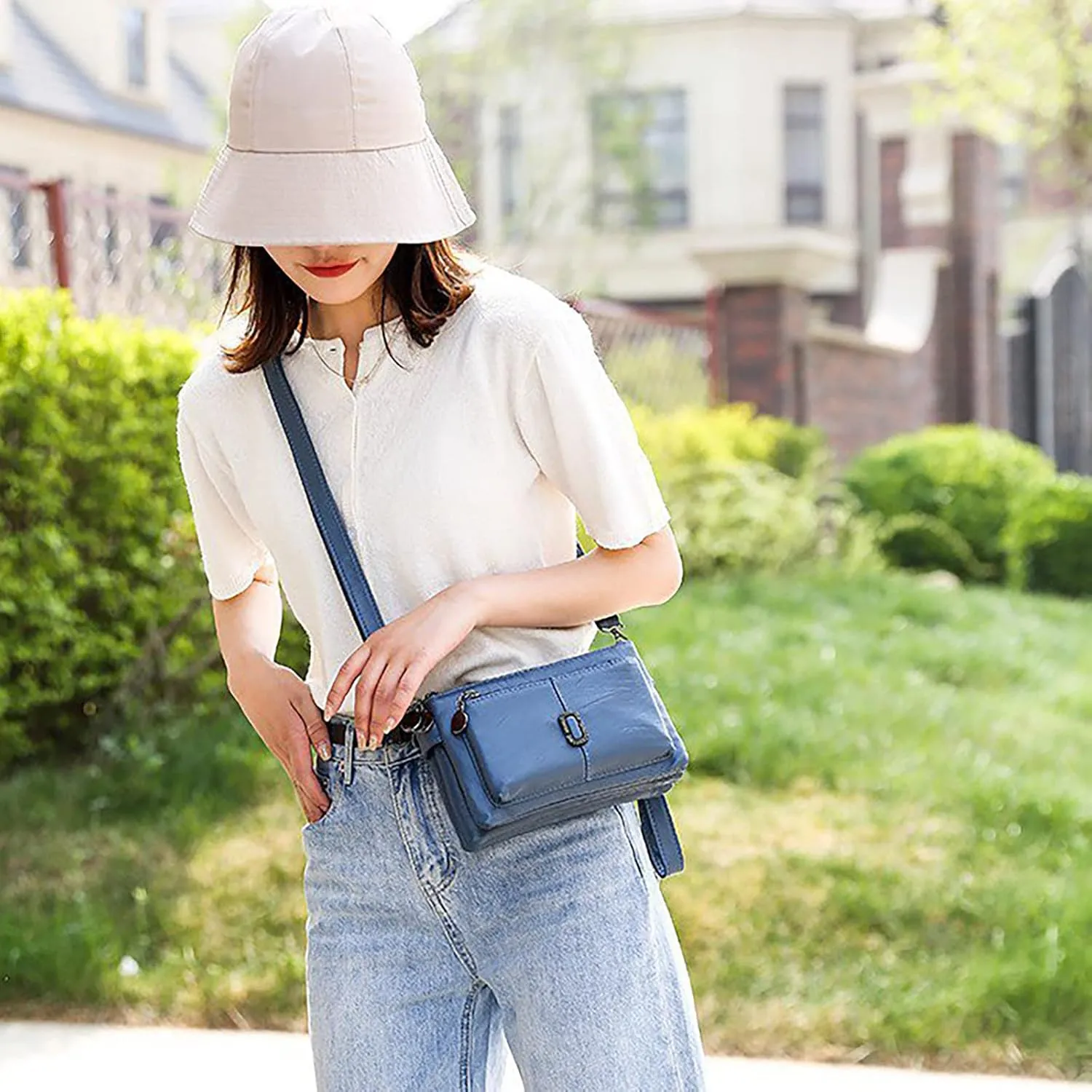 Multi Layer Small Bag Women'S Bag All Pu Leather Simple Shoulder Messenger Bag Fashion Mobile Phone Computer