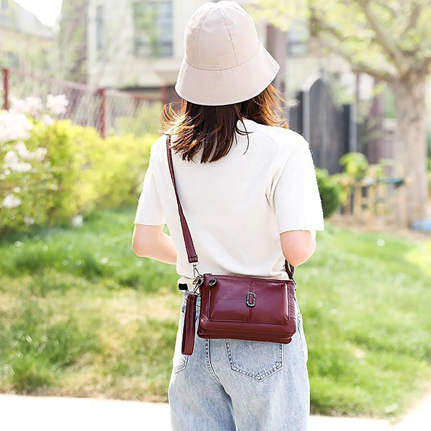 Multi Layer Small Bag Women'S Bag All Pu Leather Simple Shoulder Messenger Bag Fashion Mobile Phone Computer