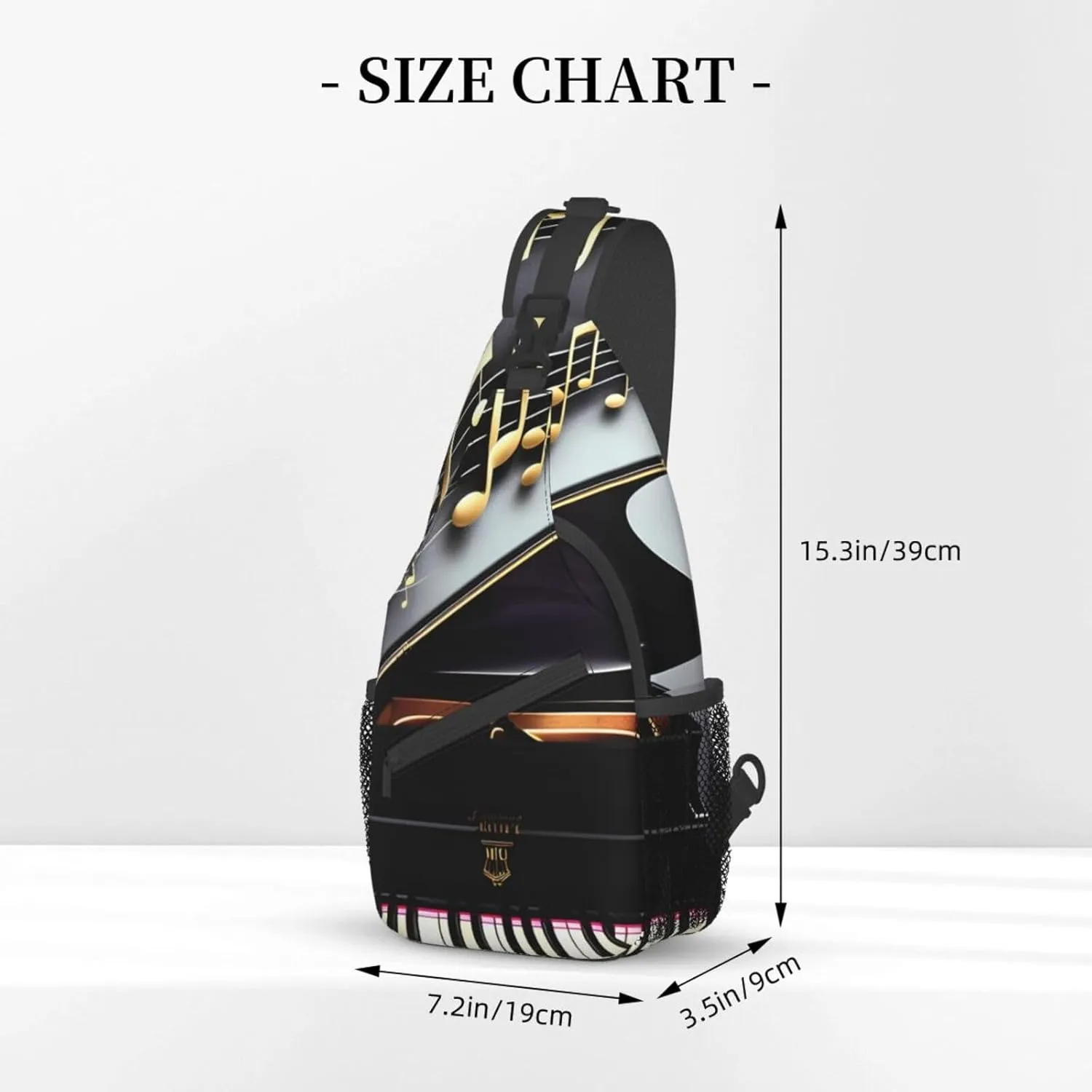 Music Note Pianos High Storage Capacity Chest Bag Diagonally Sling Backpack Crossbody Shoulder Bag For Men Women
