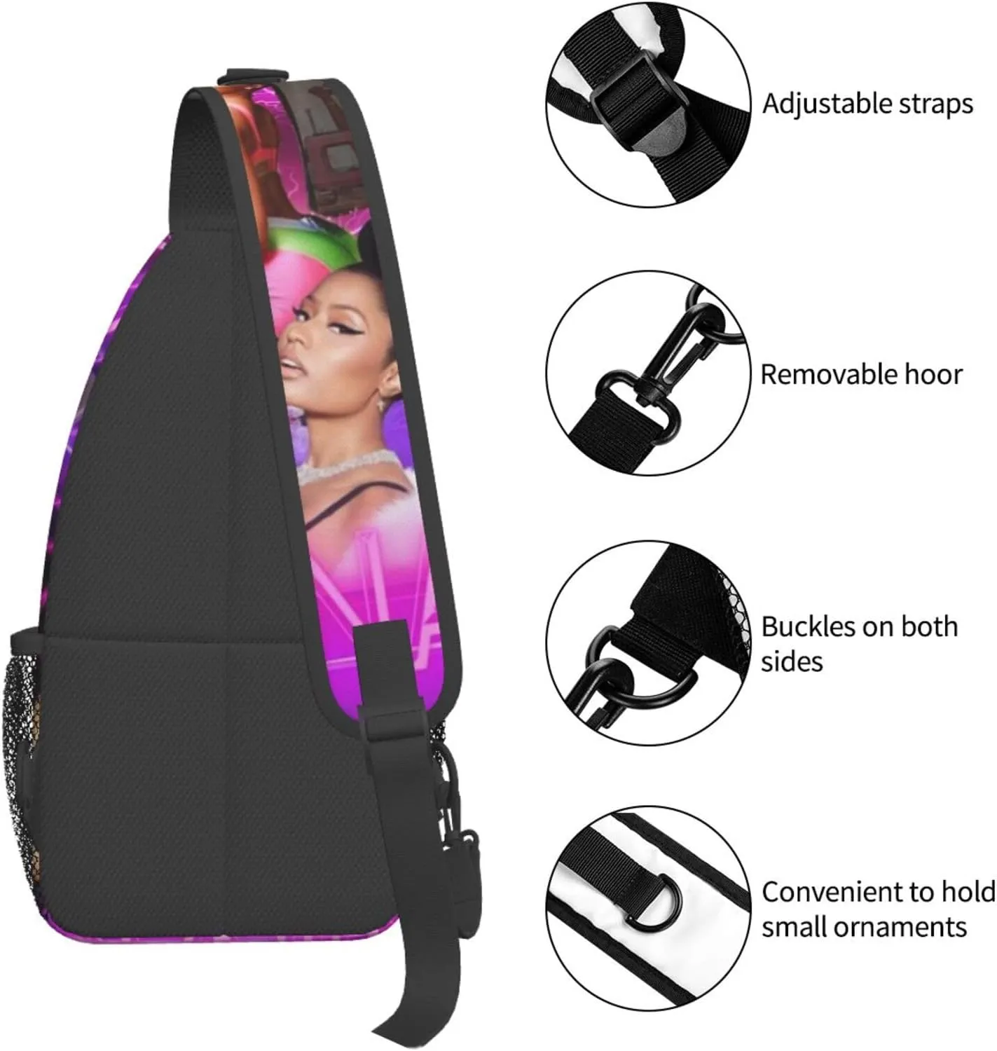 N-icki Minaj Crossbody Sling Backpack Sling Bag Multipurpose Travel Hiking Chest Bag Daypack for Women Men